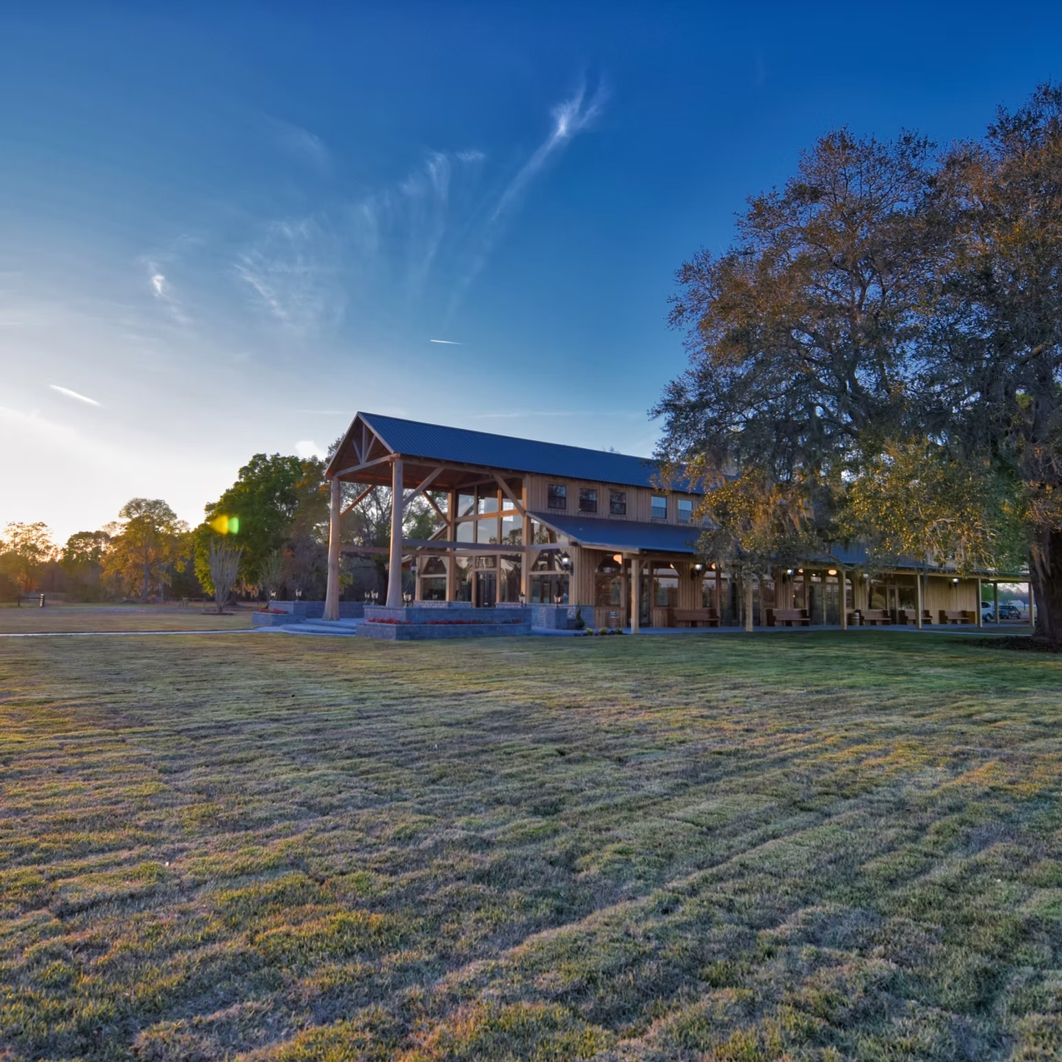 The Barn at Cottonwood Ranch at sunset in Callahan, FL