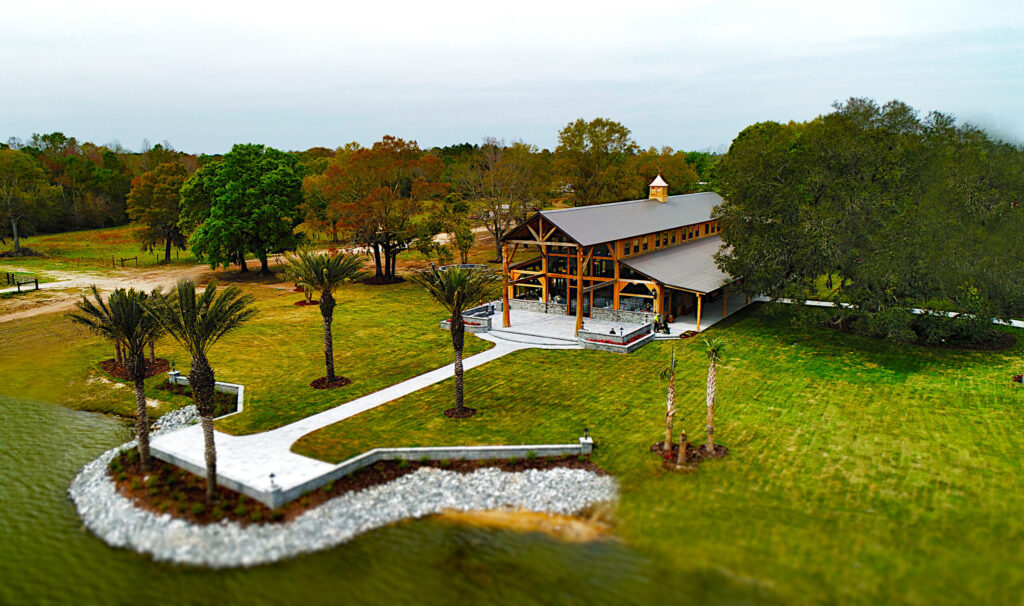 Aerial view of The Barn at Cottonwood Ranch event venue in Callahan, FL
